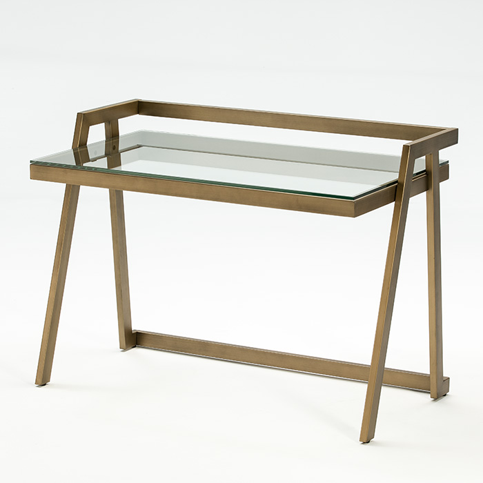 75558 Mesa escritorio de diseño bronce y cristal