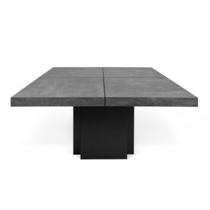 Mesa de comedor de diseño cuadrada acabado negro y cemento