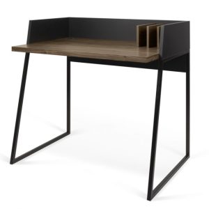 Mesa de estudio escritorio diseño moderno acabado negro y nogal 2