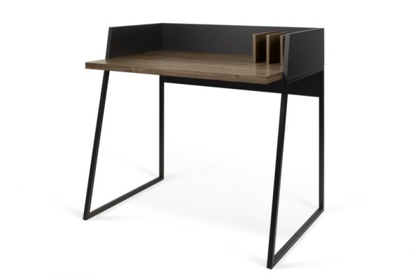 Mesa de estudio escritorio diseño moderno acabado negro y nogal 2