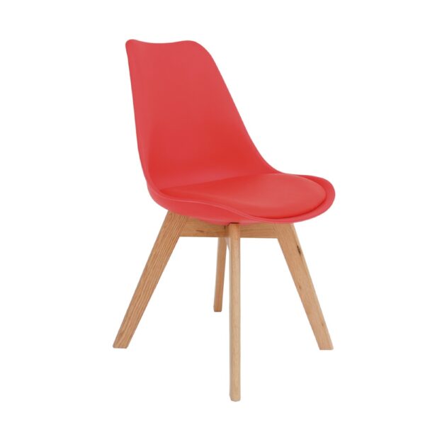 000-810 Silla diseño nórdico escandinavo polipropileno y polipiel color rojo