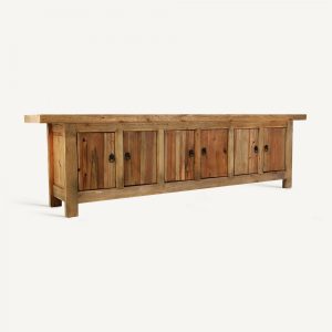 Mueble de televisión de diseño rústico étnico ANSUN 220 madera de pino reciclado natural acabado envejecido