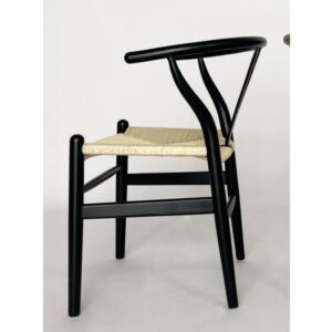 SILLÓN DE ROBLE NEGRO Y ANEA JULIETA INSPIRACIÓN WISHBONE