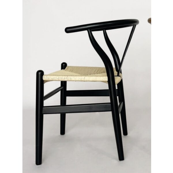 SILLÓN DE ROBLE NEGRO Y ANEA JULIETA INSPIRACIÓN WISHBONE