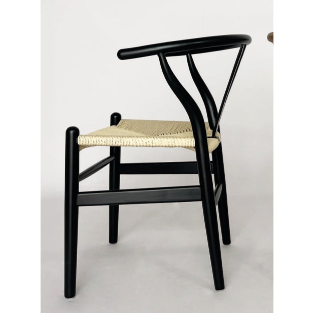 SILLÓN DE ROBLE NEGRO Y ANEA JULIETA INSPIRACIÓN WISHBONE