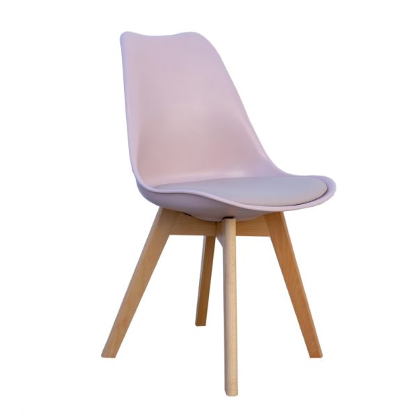 Silla diseño nórdico escandinavo polipropileno y polipiel color rosa