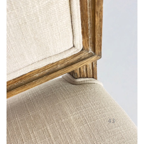 Sillón con reposabrazos de diseño clásico Victoria roble y lino