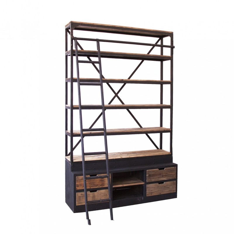 Abrumador Céntrico táctica 21376 Librería estantería escalera IVALO industrial vintage 160 metal y  madera | PRIMERA AVENIDA