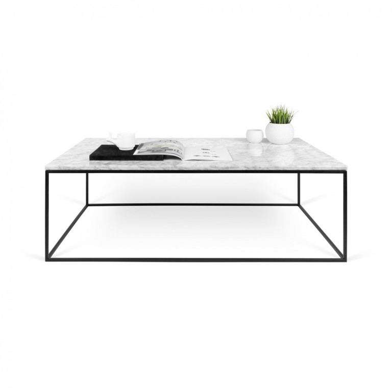 626005 Mesa de centro diseño Gleam 120 mármol blanco y metal negro