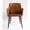 CRAIG WOOD Sillón o silla con reposabrazos de diseño vintage piel de búfalo marrón