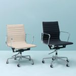 77115/00 Silla de despacho de diseño piel blanco roto regulable en altura - Imagen 2