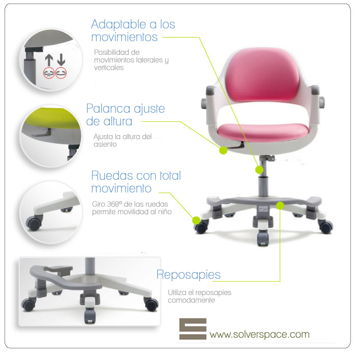 Primy Silla de escritorio para niños, silla de estudio rosa para niños y  niñas con altura ajustable, sillas giratorias de malla para estudiantes de  4