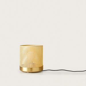Lámpara de sobremesa STAN de diseño rattán y oro