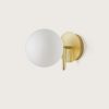A1214 Lámpara de pared aplique de diseño Art Decó ATOM oro mate y esfera (2)