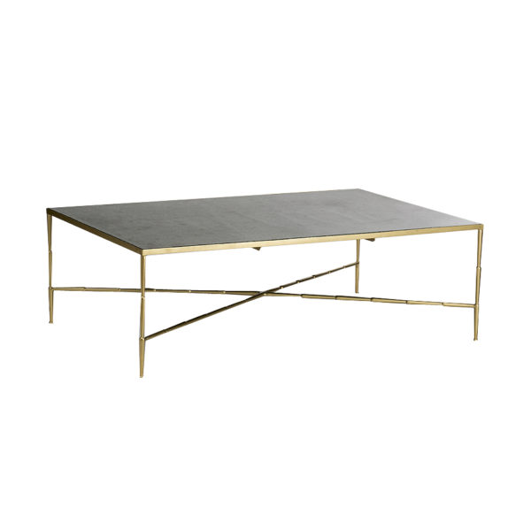 A136 Mesa de centro de diseño vintage 140 metal y mármol verde