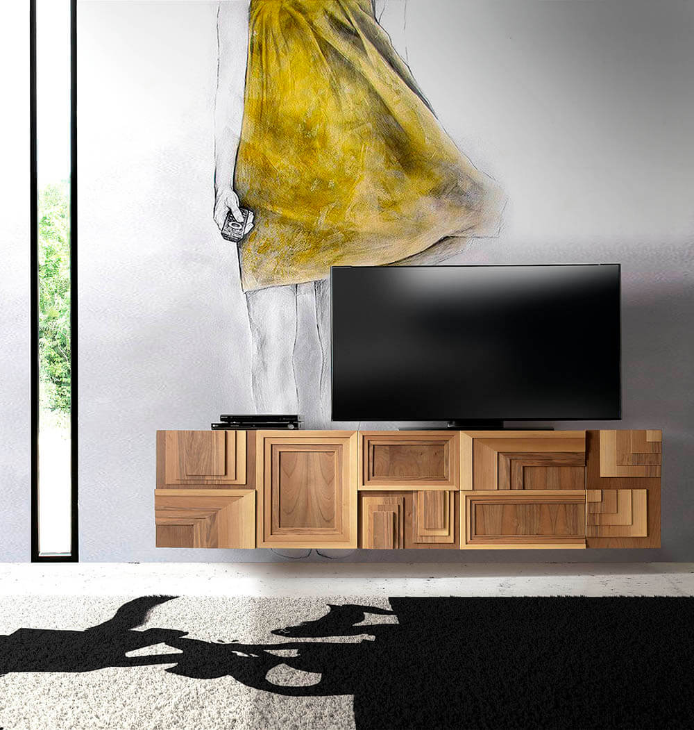 Mueble de televisión suspendido de diseño y alta decoración Totem