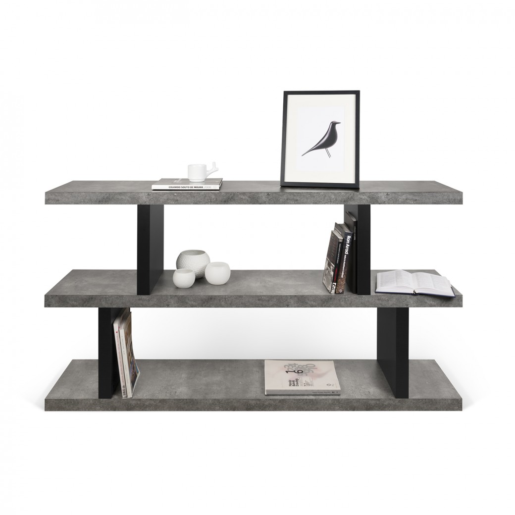 Librería de diseño minimalista cemento y negro
