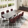 Mesa de comedor de diseño lujo y alta decoración ALISON madera y acero cobreado - Imagen 4
