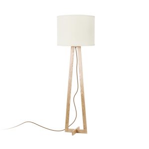 Lámpara de pie CIMBOA madera y pantalla color crudo