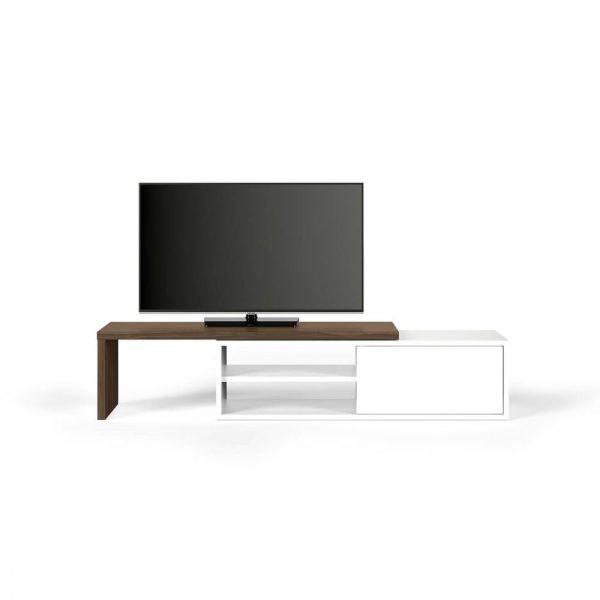 Mueble de televisión de diseño nórdico blanco y nogal 4