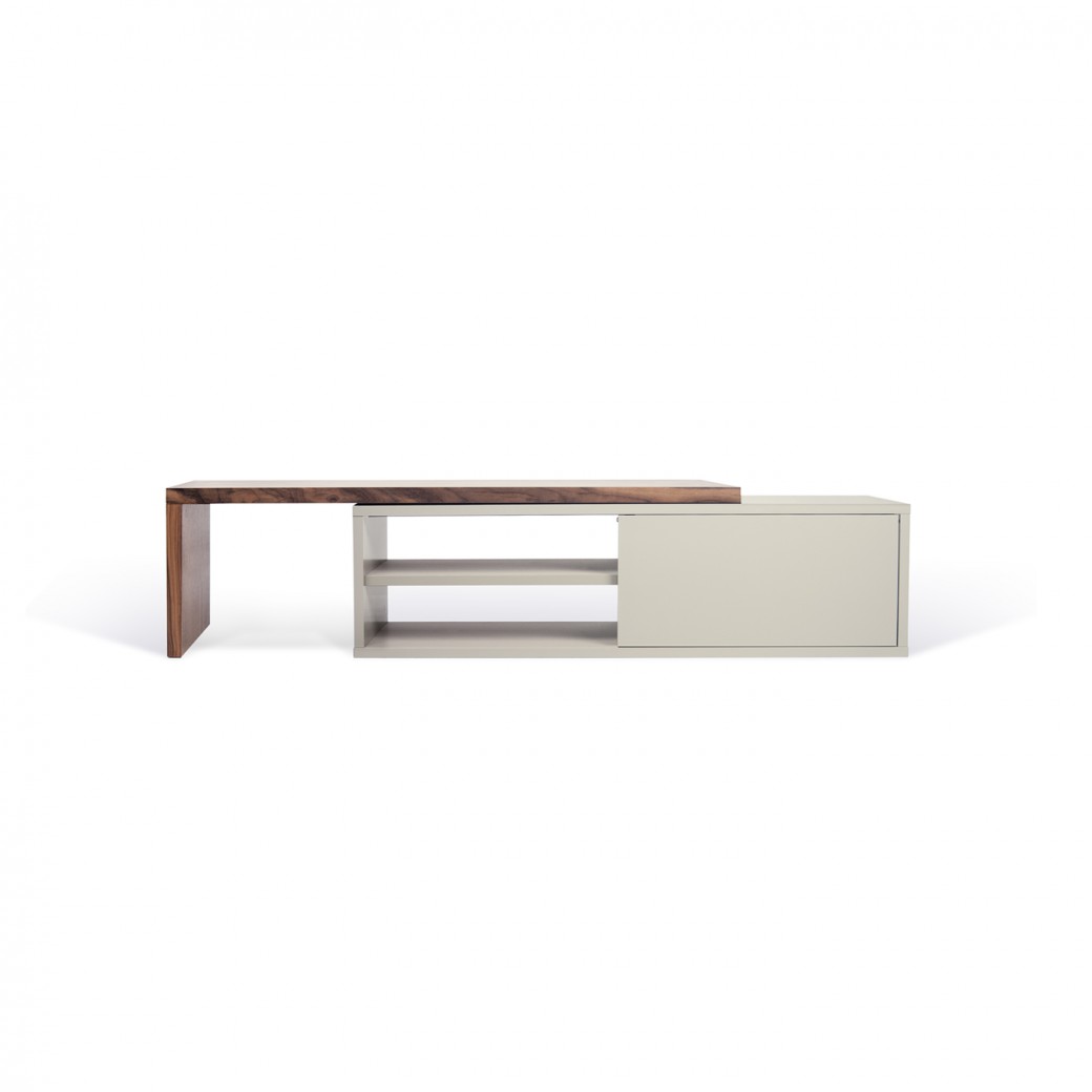 Mueble de televisión de diseño nórdico gris y nogal 2