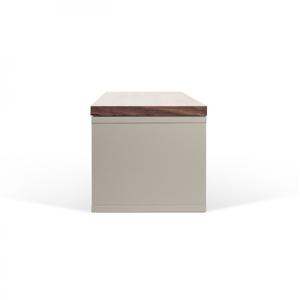Mueble de televisión de diseño nórdico gris y nogal 7
