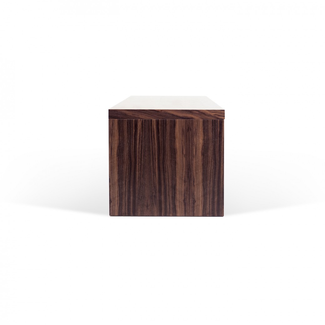 Mueble de televisión de diseño nórdico gris y nogal 8