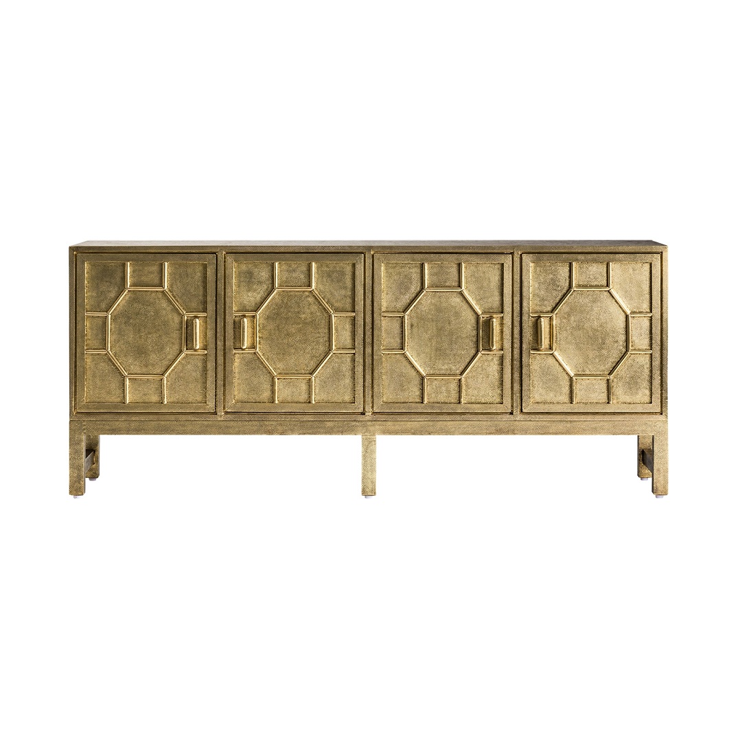 107656 Mueble recibidor de diseño vintage Art Decó 83 madera acabado oro y  espejo