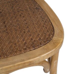 105555 Silla de diseño vintage madera natural y asiento de ratán