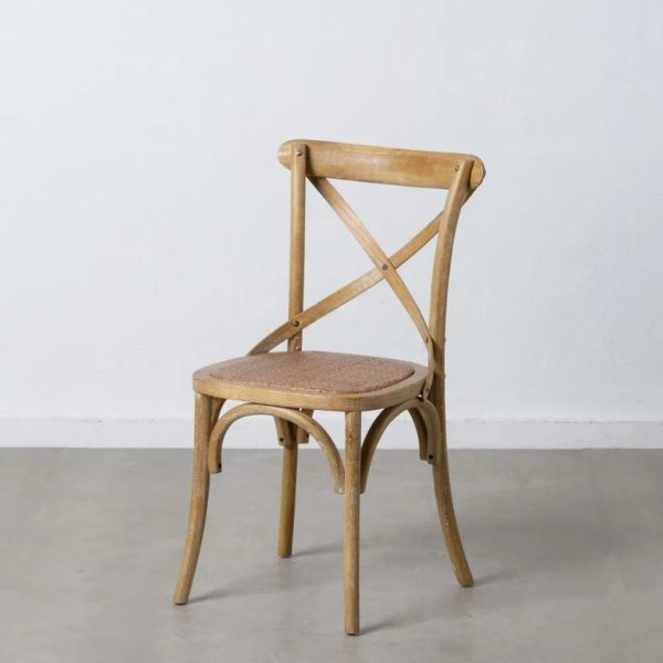 52665 Silla de diseño vintage inspiración Thonet madera de olmo con desgastes y ratán