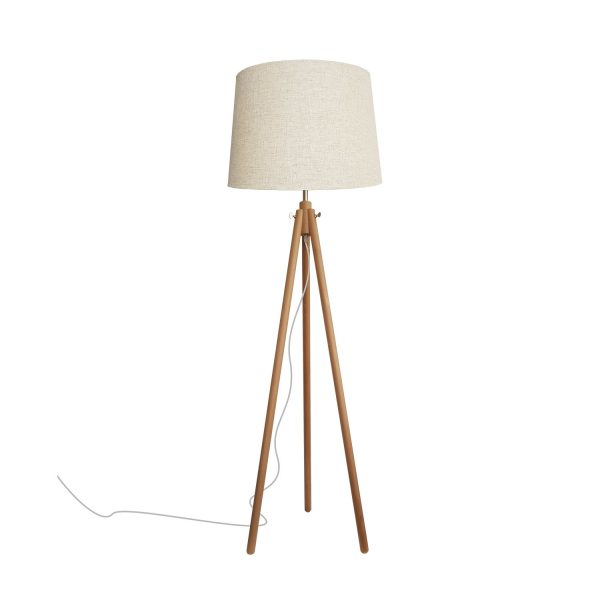 AZALEA Lámpara de pie de diseño nórdico moderno 163 madera y tela beige