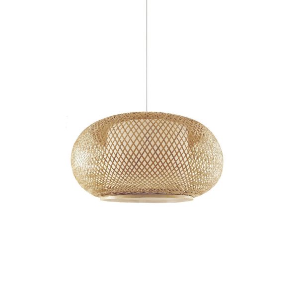BREZO Lámpara de techo de diseño vintage bambú y pergamino color natural
