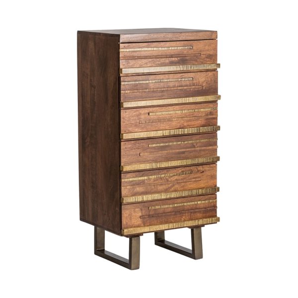 26272 Cómoda LIMNE 55 madera natural con detalles hierro color oro
