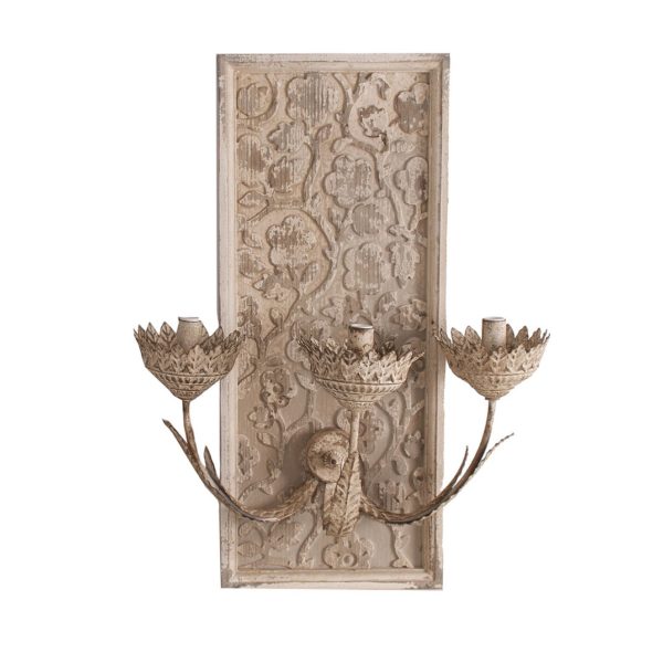 22765 Lámpara de pared chandelier estilo clásico 57x72 blanco roto envejecido