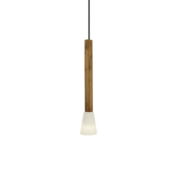 MD2410-NAT Lámpara de techo colgante madera y porcelana