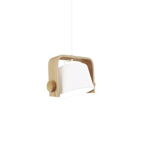 MD2414-WH Lámpara de techo diseño nórdico pantalla metal blanco y madera natural (1)
