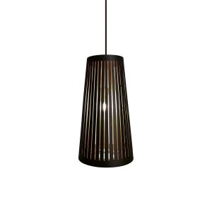 MENTA-BLACK Lámpara de techo de diseño moderno lamas de madera colores negro y natural