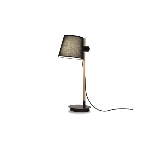MT2240-BK Lámpara de sobremesa de diseño nórdico madera con metal y tela color negro (1)