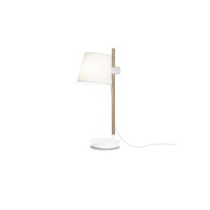 MT2240-WH Lámpara de sobremesa de diseño nórdico madera con metal y tela color blanco