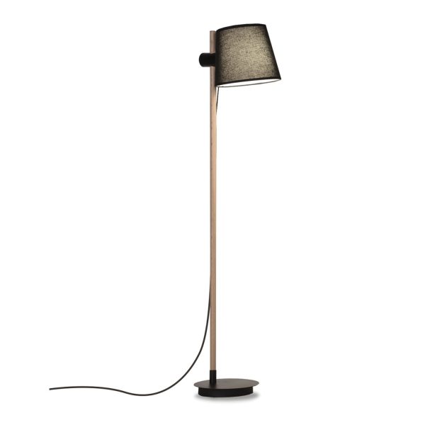 MT2241-BK Lámpara de pie de diseño moderno madera con metal y tela color negro (2)