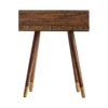 26269 Mesita de noche vintage LIMNE 50 madera natural con detalles hierro color oro - Imagen 4