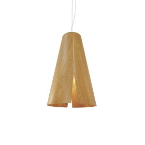 PEONIA Lámpara de techo de diseño moderno pantalla madera color natural