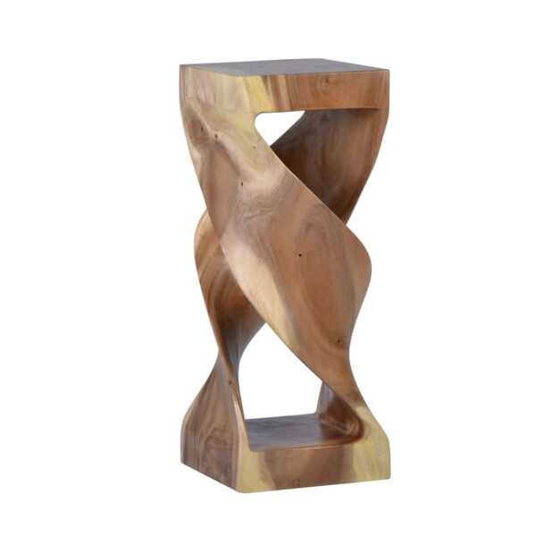 9470105 Figura decorativa pedestal cuadrado TRONCO CURVO 75 madera suar