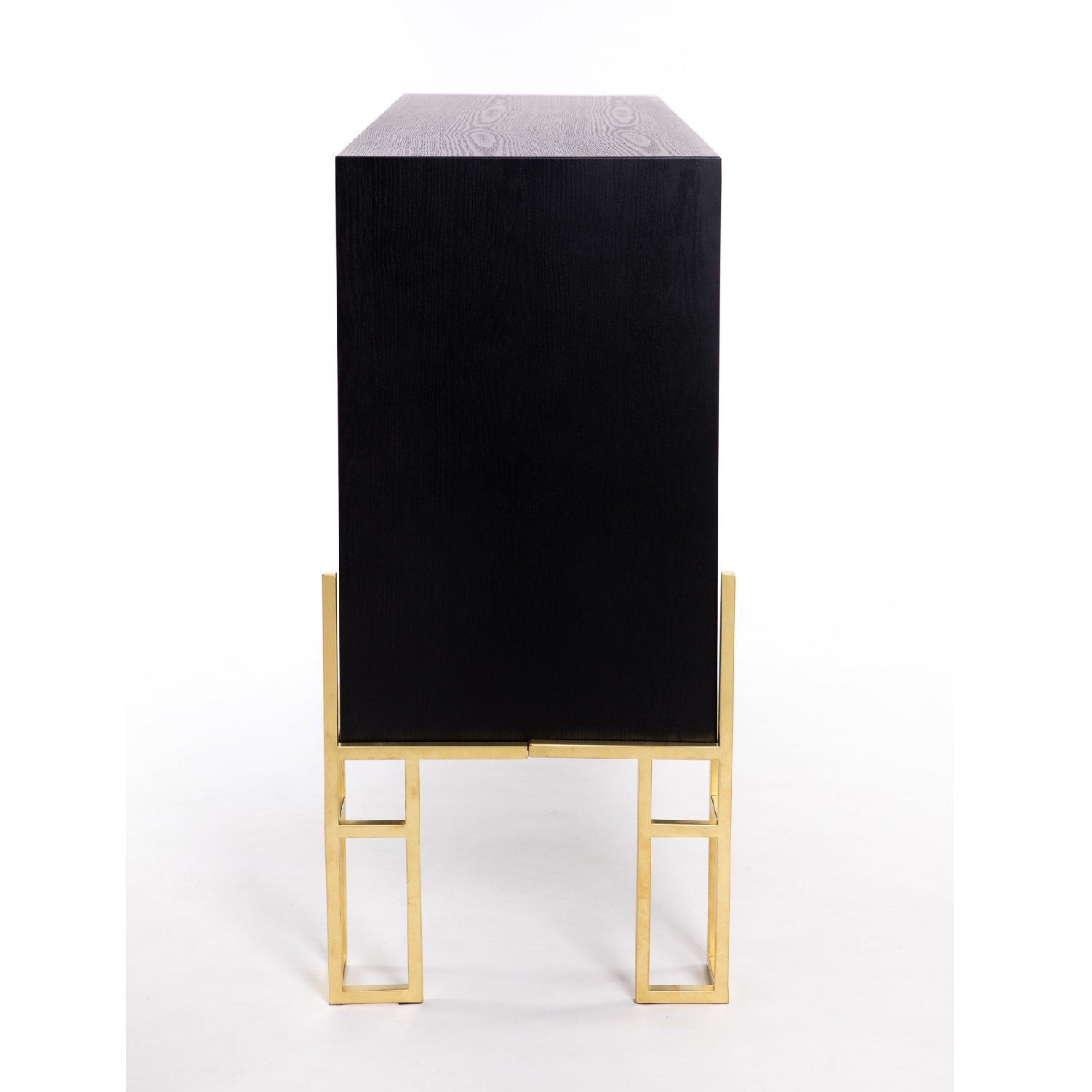 47013382 Aparador de diseño Art Decó 126 madera color negro y metal dorado formas geométricas - Imagen 3