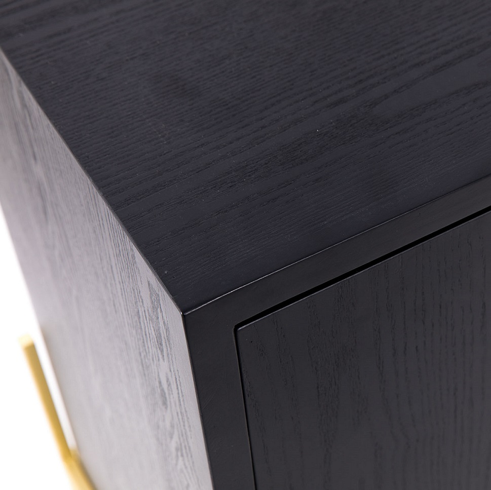 47013382 Aparador de diseño Art Decó 126 madera color negro y metal dorado formas geométricas - Imagen 4