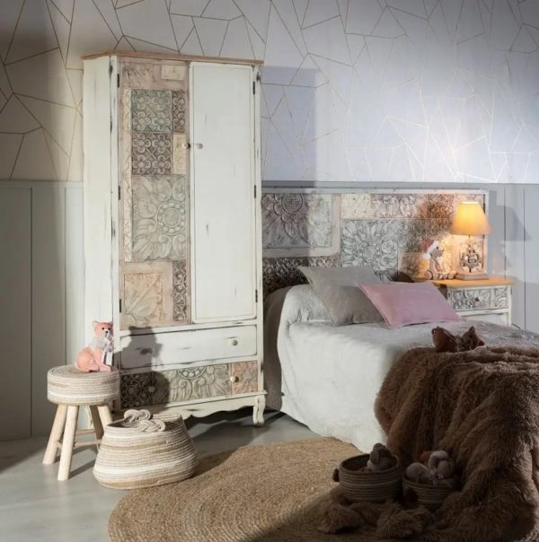 108248 Armario Shabby Chic vintage 80 tallas de madera envejecida