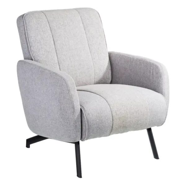 105382 Butaca de diseño moderno patas hierro negro y tapizado gris claro