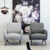 105382 Butaca de diseño moderno patas hierro negro y tapizado gris claro - Imagen 5
