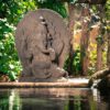 94485 Escultura decoración étnica hindú GANESHA 70 fibra de cemento gris - Imagen 2