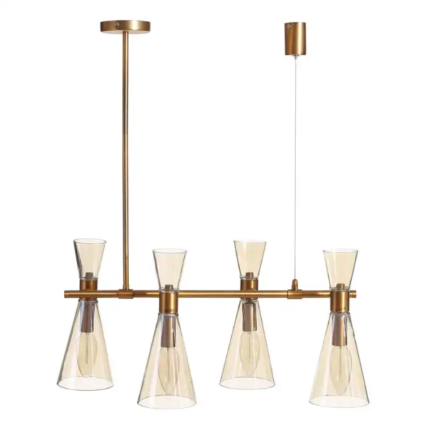 108804 Lámpara de techo de diseño vintage 63 metal oro y tulipas cristal
